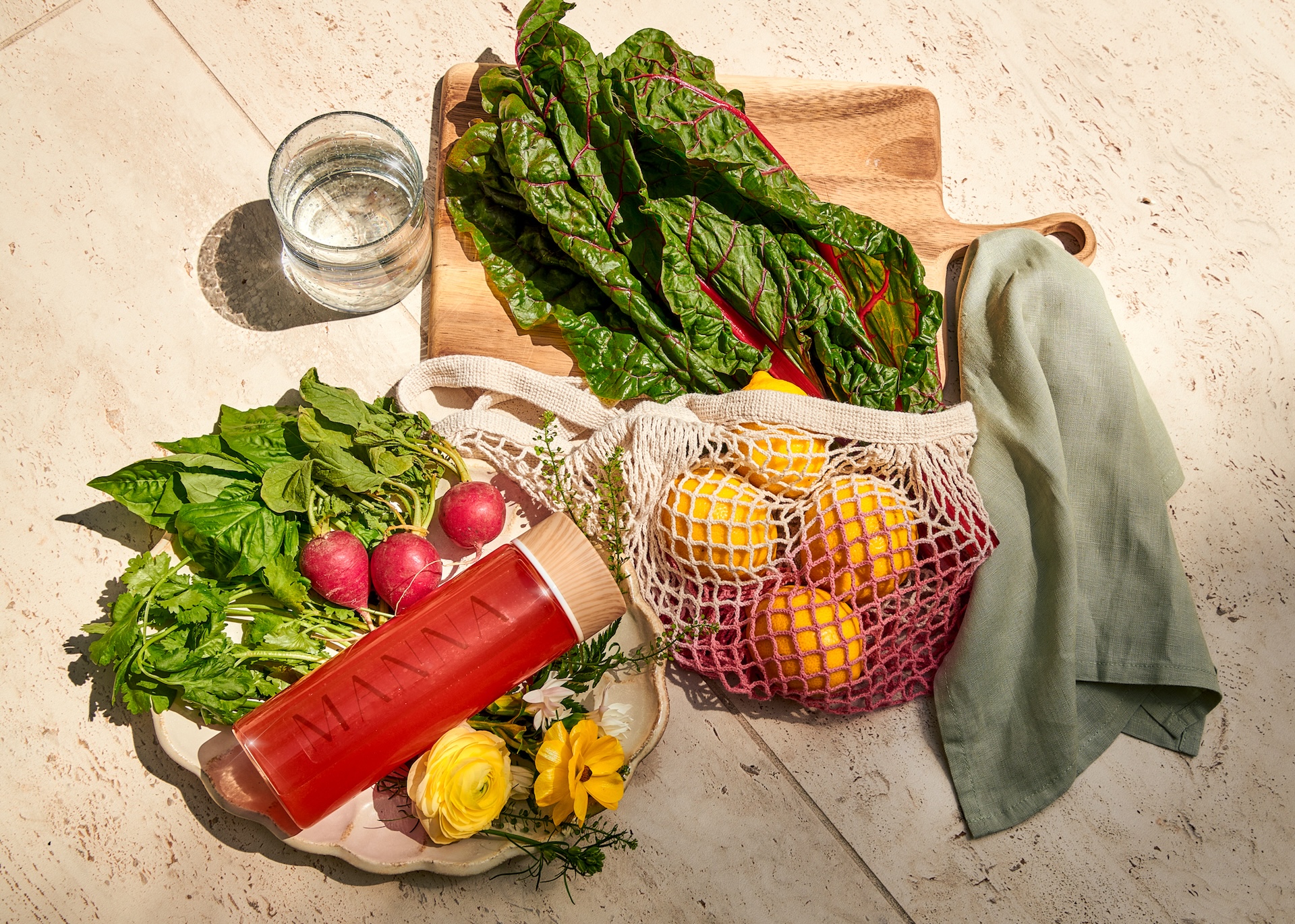 Fresh greens on the cutting board